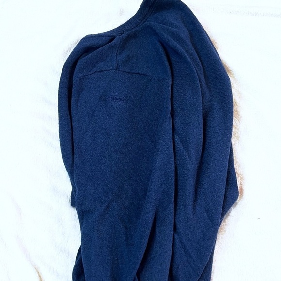 L.L. Bean Men’s V Neck Cashmere Cotton Long Sleeve Sweater Blue Medium Knit - Picture 5 of 6